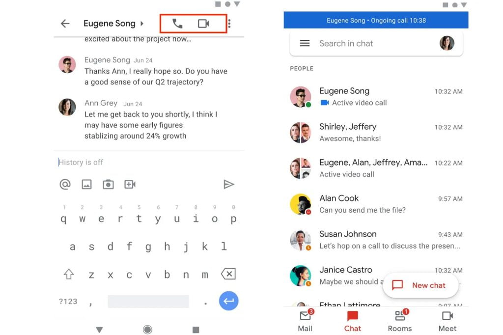 Now make audio and video calls from the Gmail app